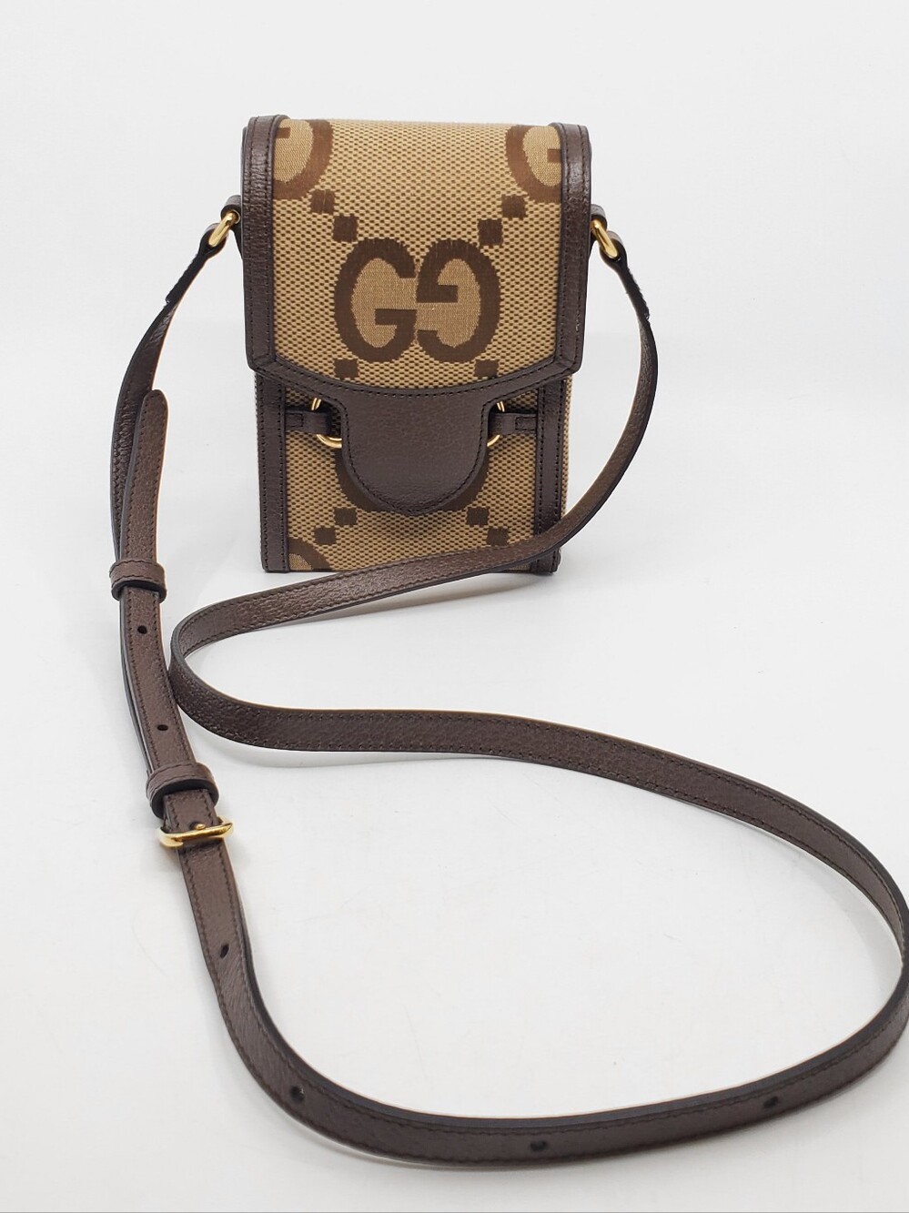 Gucci 1995 Horsebit Mini Phone GG Jumbo Canvas Bag